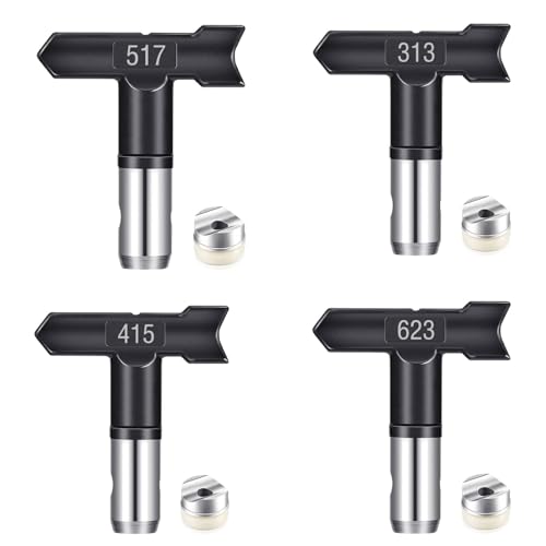Airless Düse mit Spitzendichtung für Airless Farbsprühgerät Reversible Sprühspitzen für Airless Farbsprühsysteme Luftloser Sprühspitzen-Organizer für Häuser Gebäude Zäune (4 Stück - 313,415,517,623) Airless Düse mit Spitzendichtung für Airless Farbsprühgerät Reversible Sprühspitzen für Airless Farbsprühsysteme Luftloser Sprühspitzen-Organizer für Häuser Gebäude Zäune (4 Stück - 313,415,517,623) von Pomelotree