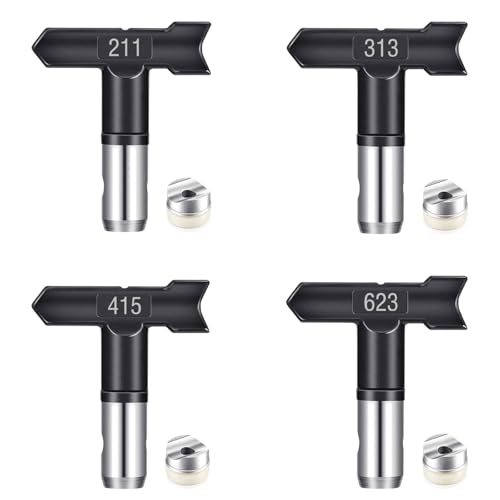 Airless Düse mit Spitzendichtung für Airless Farbsprühgerät Reversible Sprühspitzen für Airless Farbsprühsysteme Luftloser Sprühspitzen-Organizer für Häuser Gebäude Zäune (4 Stück - 211,313,415,623) Airless Düse mit Spitzendichtung für Airless Farbsprühgerät Reversible Sprühspitzen für Airless Farbsprühsysteme Luftloser Sprühspitzen-Organizer für Häuser Gebäude Zäune (4 Stück - 211,313,415,623) von Pomelotree