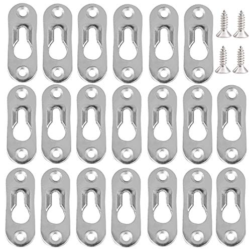 20 Stück Schlüssellochaufhänger mit 40 Stück Schrauben Metallbefestigungen 45 mm x 16 mm für Bilder Schrank Rahmen Spiegel von Pomlink