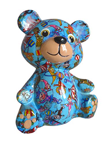 Pomme Pidou Spardose Bär blau mit Zirkus Sparbüchse Teddy Sparschwein Geldgeschenk Geschenk von Pomme Pidou