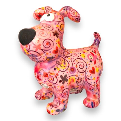 Pomme Pidou Spardose Hund Hugo Blumen Motiv in rosa Sparschwein aus Keramik mit Tiermotiv H20,2 x B10,5 x T19 cm farbenfrohe Sparbüchse als Geschenkidee von Pomme Pidou