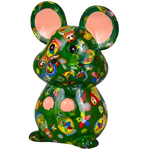 Pomme pidou | Spardose Keramik | Maus Martha | Medium | Grün | Keramik Spardose mit Münzschlitz und sehr schönes Dekorationsstück | inkl. GRATIS Geschenkbox von Pomme Pidou