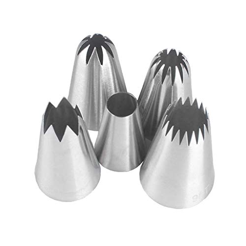 Pommee (1 Set of 5 Large Nozzles for Baking, Made of Stainless Steel, DIY Sets, Decorating Cakes) von Pommee