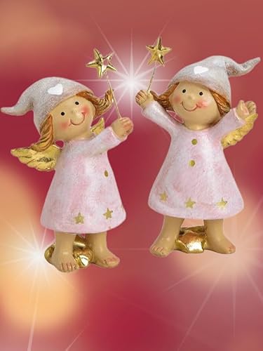 Pommerntraum ® | 2-ER Set Weihnachtsengel in rosé Engelchen Schutzengel Engel Engelsfiguren Weihnachtsdekoration Dekorationsfiguren von Pommerntraum