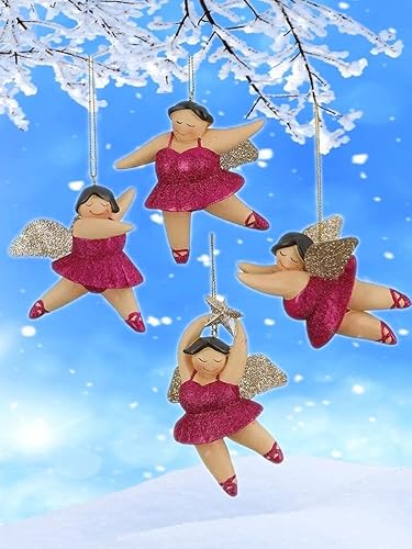 POMMERNTRAUM ®| 4-er Set!!! Baumschmuck Christbaumschmuck Weihnachtsdeko - mollige Schutzengel - üppige Nana Engel - Mollyengel - Rubensengel Friedensengel Weihnachtsengel PINK von Pommerntraum