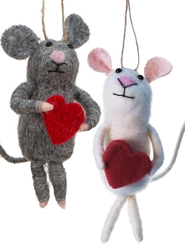 POMMERNTRAUM ® | Baumhänger Dekoration Christbaumhänger Weihnachtsmäuse 2 verliebte Mäuse mit Herz Filzmäuse Mäuschen Mäusepaar (Maxi + Mimi) von Pommerntraum