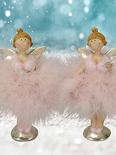 Pommerntraum ® | 2 mollige Schutzengel - Molly-Engel - Glücksengel - Weihnachtsengel - Nana Engel - üppige Damen Ladies Rubensengel Rubensfiguren (2-er Set rosa - 14 cm) von Pommerntraum