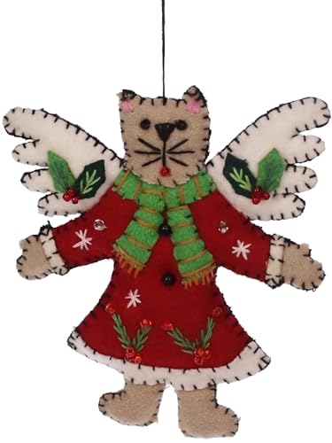 POMMERNTRAUM ® | Filzfigur Baumhänger Christbaumhänger Engel Schutzengel Weihnachts-Engel FilzEngel FilzKatze Katzen-Lady (Kitty) von Pommerntraum