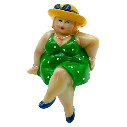 Pommerntraum ® | Dekorationsfigur Kantenhocker Kantensitzer mollige Dame moppelige Frau Nana Lady Rubensfigur (Grün) von Pommerntraum