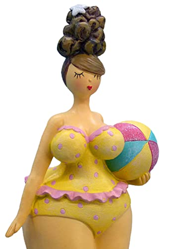 Pommerntraum ® | Dekorationsfigur Sammlerfigur Nana Badenixe mit Strandball Lady Dame Rubensfigur Rubensdame - Hommage an Niki de Saint Phalle von Pommerntraum