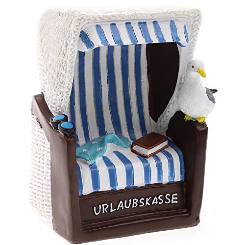 POMMERNTRAUM ®| Spardose Sparbüchse Strandkorb mit Möwe Urlaubskasse Urlaubsspardose Sparen für Ihren Urlaub von Pommerntraum
