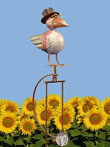 POMMERNTRAUM ® | Vogelwippe Windspiel Gartenstecker Gartendekoration Gartenkunst Metall Vogel Vögel Raben *** Prof. Dr. Rabe **** (Dicker Rabe) von Pommerntraum