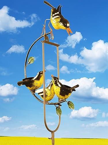 POMMERNTRAUM ® | Vogelwippe Windspiel Gartenwippe Gartenstecker Gartendekoration Metall Vogel Vögel Vogelfamilie PIEPMATZ von Pommerntraum
