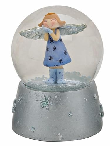 POMMERNTRAUM ® | Weihnachtsdekoration Schneekugel Dekofigur Engel Schutzengel Engelfigur GlücksEngel Weihnachtsengel (blau) von Pommerntraum