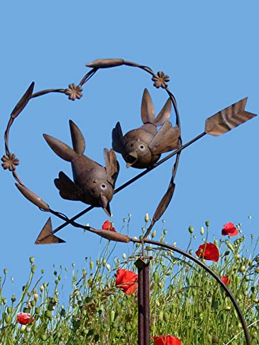 POMMERNTRAUM ®| Windspiel Gartenpendel Gartenstecker Vogelwippe Gartendekoration Garten Kunst verliebte Vögelchen Windspiel Vögel von Pommerntraum