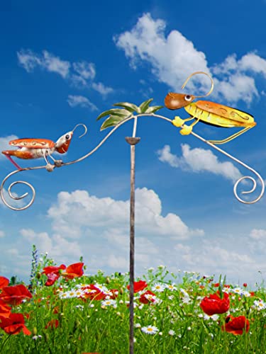 POMMERNTRAUM ®| Windspiel Gartenstecker aus Metall Unruhe Mobile Gartenpedel Gartendekoration Grashüpfer Familie von Pommerntraum
