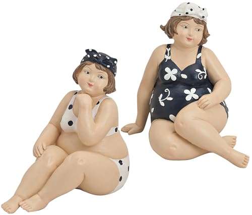 Pommerntraum ® | 2-ER Set | 2 mollige Maritime Badenixen - 2 üppige Nanas - 2 beleibte Ladies - Dekorationsfiguren - CLAUDET + CHANTALLE von Pommerntraum