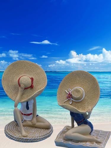 Pommerntraum ® | 2-er Set Maritime Badenixen Dekofiguren Frauenfiguren Badeladies Strandnixen Badefiguren Badepuppen Strandschoenheit im Retro-Stil Nostalgie Retro (Modell 3 / 2er Set) von Pommerntraum