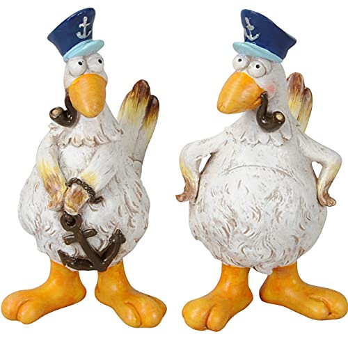 Pommerntraum ® | 2-er Set!!! Wohndekoration Dekorationsfiguren maritim Möwen Möven Vogel Vögel - Best Friends Forever (ca. 7 x 7 x 14 cm STEHEND - 2er Set) von Pommerntraum