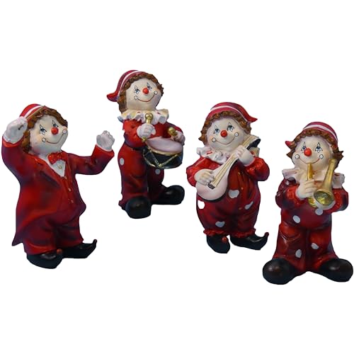 Pommerntraum ®| 4-er Set Clowns Clownfiguren Harlekine Sammlerfiguren Dekofiguren Wohn-Dekoration Skulpturen Dekofiguren Musiker (Modell 3) von Pommerntraum