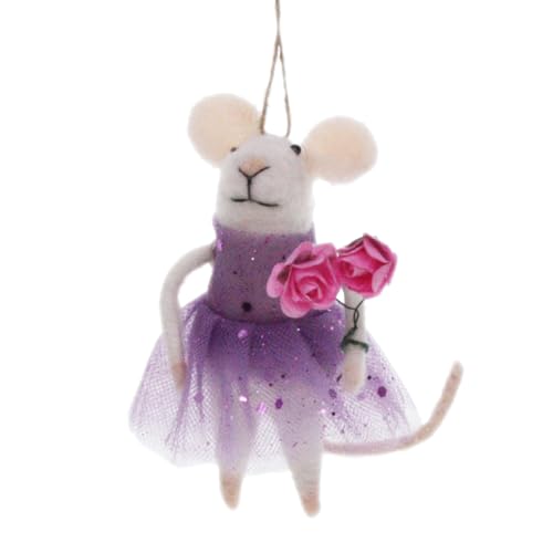 Pommerntraum ® | ❤ Dekorationsfigur Sammlerfigur Filzmaus Mäusedame im Glitzerkleidchen mit Rosenstrauss Filzmäuschen Maus Mäuse (Rosalie) von Pommerntraum