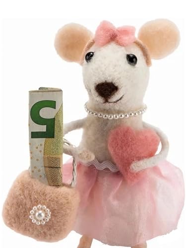 Pommerntraum ® | Dekorationsfigur Sammlerfigur Mäusedame im Tüllkleidchen mit Herz Filzmaus Filzmäuschen Maus Gutscheinhalter (Bella mit Herz) von Pommerntraum
