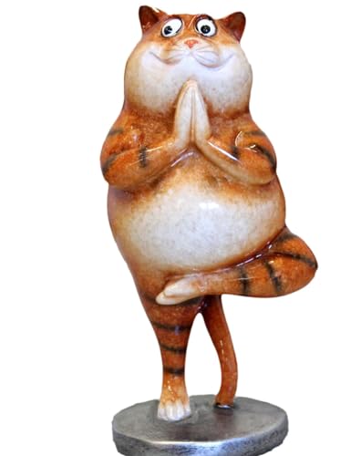 Pommerntraum ® | Dekorationsfigur Sammlerfigur Yoga-Katze YogaFigur Katzen Kater beim Yoga Pilates Sport von Pommerntraum