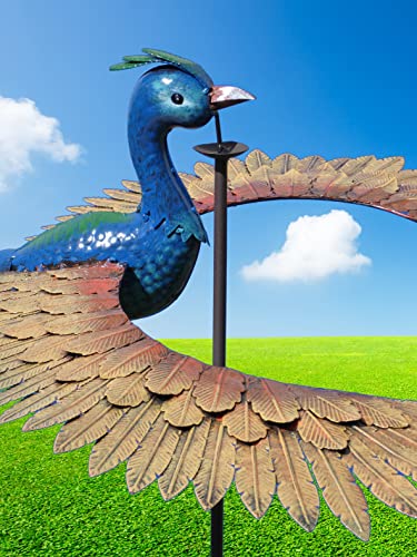 POMMERNTRAUM ® | PFAU Vogelwippe Windspiel Gartenstecker Gartendekoration Gartenkunst Metall Vogel Vögel von Pommerntraum