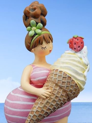 Pommerntraum ®| Sammlerfigur Dekofigur Maritime Badenixe Strandnixe üppige Dame Mollige Badelady moppelige Nana Lady LOLO (rosa-Pastell) von Pommerntraum