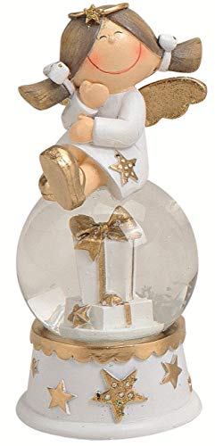 POMMERNTRAUM ® | Schneekugeln Weihnachtsdeko Dekofiguren Engel Schutzengel GlücksEngel Weihnachtsengel (Gold mit Geschenk) von Pommerntraum