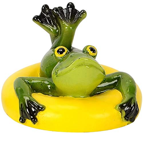 Pommerntraum ® | Schwimmfrosch Schwimmfrösche Teichdeko Teichfigur Gartendeko Schwimmtier Dekofigur Gartenteich SwimmingPool Aquarium (Gelb) von Pommerntraum