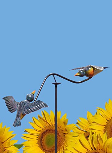 Pommerntraum | Windspiel Gartenpendel Gartenstecker Gartendekoration Garten Kunst - verliebte Vögelchen - Windspiel Vögel (Blaue Vögel) von Pommerntraum
