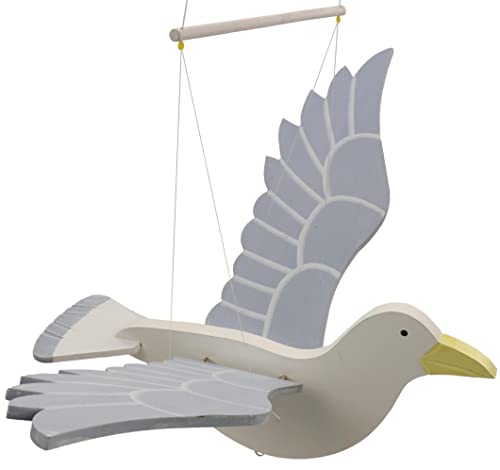 Pommerntraum | Windspiel Hängendes Ornament Schwingtier maritim Möwe Seemöwe Flatter-Vogel Flatter-Möwe aus Holz tolle Maritime Dekoration (Schwingtier Möwe Holz) von Pommerntraum