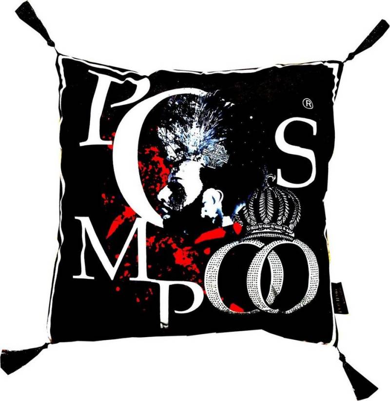 Pompöös by Casa Padrino Dekokissen Harald Glööckler Designer Deko Kissen Pompöös by Black / White mit Strass Steinen - Art Collection - von Pompöös by Casa Padrino