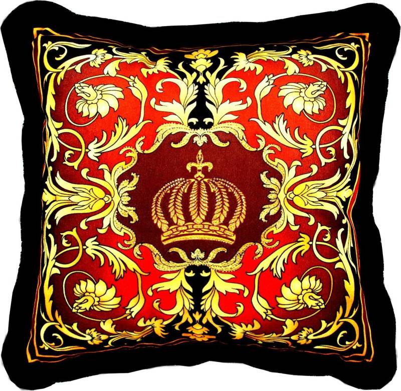 Pompöös by Casa Padrino Dekokissen Harald Glööckler Luxus Barock Deko Kissen Pompöös by Bordeaux / Schwarz / Gold mit Glitzersteinen - Glööckler Kissen von Pompöös by Casa Padrino