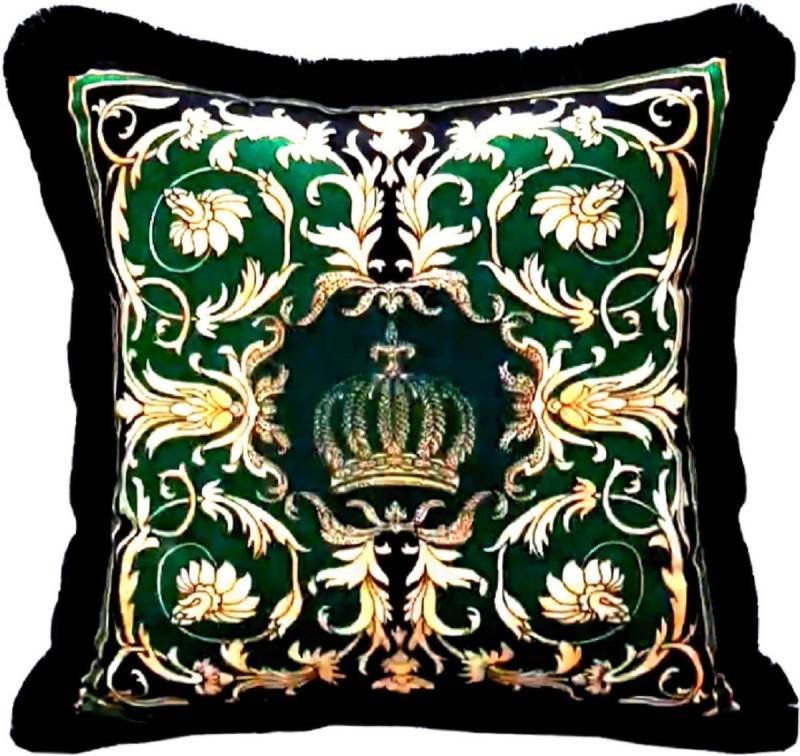 Pompöös by Casa Padrino Dekokissen Harald Glööckler Luxus Deko Kissen Pompöös by Grün / Schwarz / Gold 50 x 50 cm - Glööckler Kissen mit Glitzersteinen von Pompöös by Casa Padrino