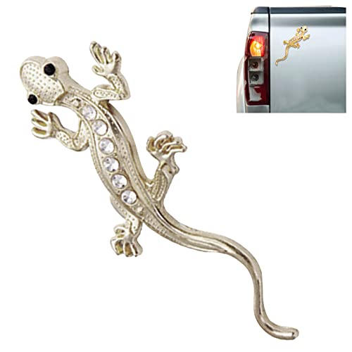 2 Stück 3D Gecko-Aufkleber, Auto Aufkleber, 3D Bling-Strass Chrom Gecko Eidechse Aufkleber Auto Kratzer Überdecken Für Auto LKW Motorrad Fenster Stoßstange Wanddekoration von Pomrone