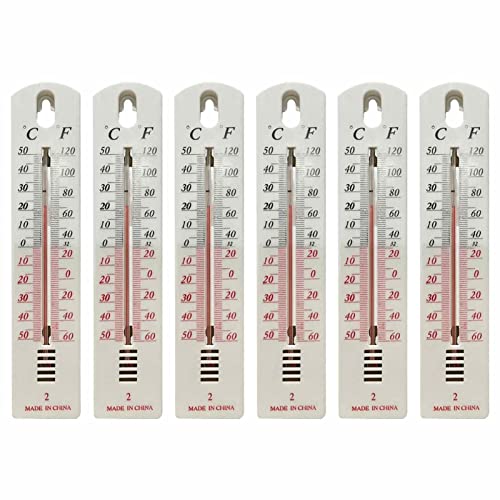 6 Stück Thermometer Set Für Innen Außen Und Garten Analog Gartenthermometer Wandthermometer Mit ?/? Thermometer Gartenthermometer Analog Für Innen Und Außen, Zimmer Büro Wohnraum Thermometer von Pomrone