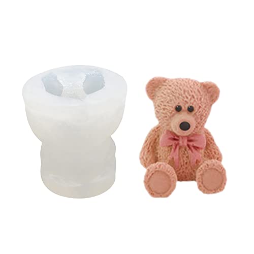 Candle Silikonform, 3D Teddybär Form Silikon Kerze Seifenherstellung Form, Eiswürfelformen Teddybär Silikonform 3D Eisformen Silikon Kuchen Tierform Für Kaffee Milch Tee Süßigkeiten Fondant Dekoration von Pomrone