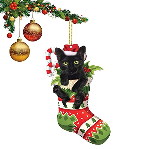 Kätzchen Dekoration für Weihnachten,Nicht verblassende Katze 2D Acryl Weihnachtsschmuck zum Aufhängen | Weihnachtsschmuck für Baum, Tür, Fenster, Schrank, Regal von Pomrone