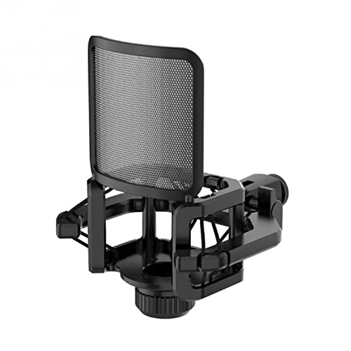 Mikrofon Schwingungsdämpfer Mit Poppfilter Shield - Universal Shock Mount Für 21-62mm Durchmesser | Schwingungsdämpfe Mikrofon Ständer Mikrofon Mit Integriertem Anti-Vibrations Pop Schutz von Pomrone