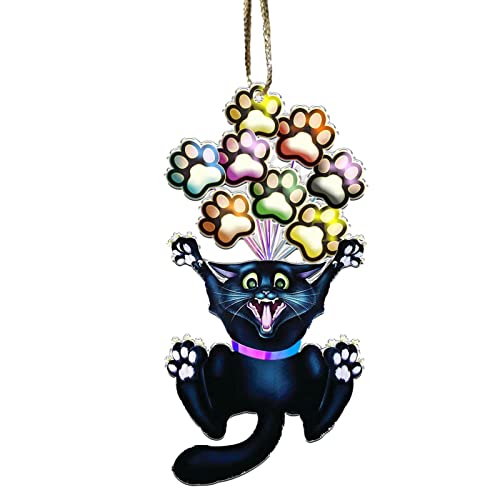 -Katzen-Weihnachtsverzierungen,Fadeless 2D Acryl Katze Christbaumschmuck - Weihnachtsbaum-Hängedekoration für Auto, Veranda, Flur, Tür, Fenster, Schrank von Pomrone