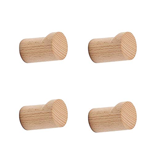 Pomrone Holzhaken Holz Wandhaken Kleiderhaken 4 Stücke Holz Kleiderbügel Wandmontierter Haken Hut Kleiderbügel Für Kleidung Robe Handtuch Rack Tasche Abstellraum Dekoration, Durchmesser 47mm von Pomrone