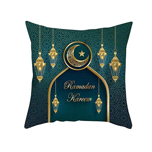 Ramadan Kissenbezug Dekoration, 45cm x 45cm Ramadan Wurfkissenbezüge Kissenhülle Mond Laterne Muster Zierkissenbezüge Eid Werfen Kissen Abdeckung Ersatz Sofa Kissenbezug Für Sofa Schlafzimmer Hause Au von Pomrone