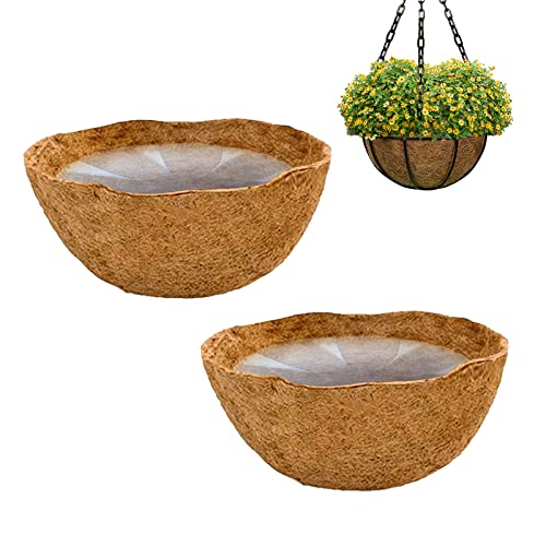 2 Stück 20cm Kokosfaser Einlagen für Hängemapeln, Natural Coco Fiber Hanging Basket Liners, Runde Pflanzeinlage Kokos, Ersatzeinlage Hanging Basket Kokosmatte für Blumentöpfe Garten Veranda Balkon von Pomurom