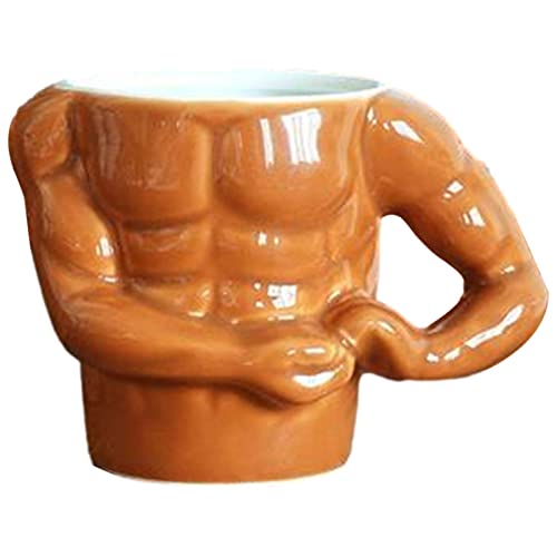 3D Muskel Kaffeetasse, 300ml Macho Muskel Tasse, Lustige Keramiktassen Teetasse mit Griff, Trinkbecher für Kaffee, Milch, Tee und heiße Schokolade, Geschenke für Damen Herren Fitness-Liebhaber von Pomurom