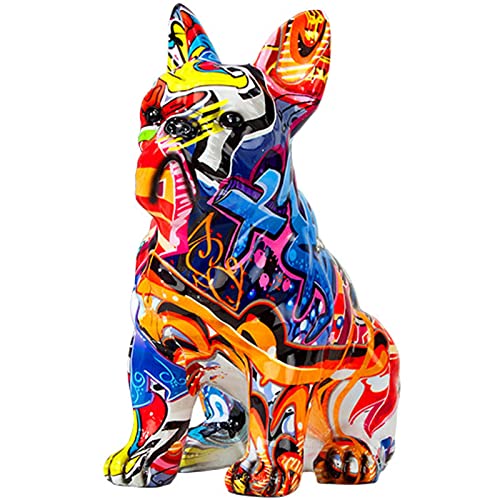 Bunte Katze/Elefant/Kaninchen/Hund Statue, Kreative Tier Figur Kunst Skulptur Harz, Tier Figuren Deko für Büro Schlafzimmer Schreibtisch Wohnzimmer Zuhause, Sammlerfigur Geschenk für Tierliebhaber von Pomurom