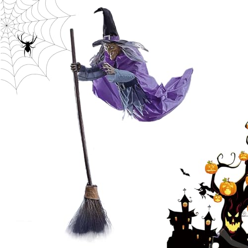 Fliegende Hexe Halloween-Dekoration,Fliegende Hexe auf mit Leuchtenden Augen | Partydekoration & Grusel-Deko Für Haus Garten Terrasse Baum Fliegende Hexe Halloween-Dekoration,Fliegende Hexe auf mit Leuchtenden Augen | Partydekoration & Grusel-Deko Für Haus Garten Terrasse Baum von Pomurom