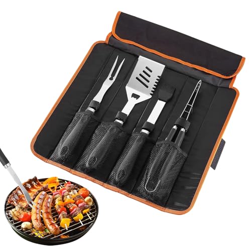 Grillzubehör Set,Grill-Set aus Edelstahl - Robustes Grillzubehör, Outdoor Kochgeschirr Mit Hitzebeständigen Griffen Für Campingkochen von Pomurom