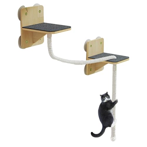 Katzen Wandregale | Stabiler Und Sicherer Kletterbaum Möbel Set - Kletterwand mit Liegeplatz, Kratzfunktion, Stufen als Fensterplatz für Haus Katzen Wandregale | Stabiler Und Sicherer Kletterbaum Möbel Set - Kletterwand mit Liegeplatz, Kratzfunktion, Stufen als Fensterplatz für Haus von Pomurom